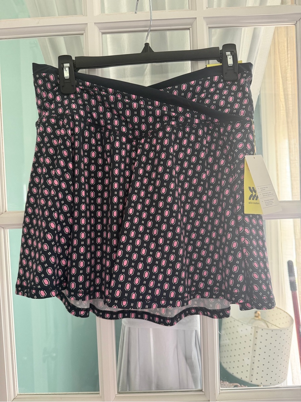 all in motion Black Skater Skirt with Pink Geo Dots